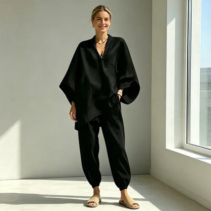 【S-3XL】👗 Komplet s opuštenim dekolteom i širokim izrezom, rukavima u obliku šišmiša, ležernim dizajnom, širokim krojem, idealan za svakodnevno nošenje - udoban i svestran ✨🌸