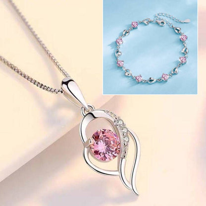 ✨💎💎Serce oceanu 925 srebro bransoletka + naszyjnik zestaw