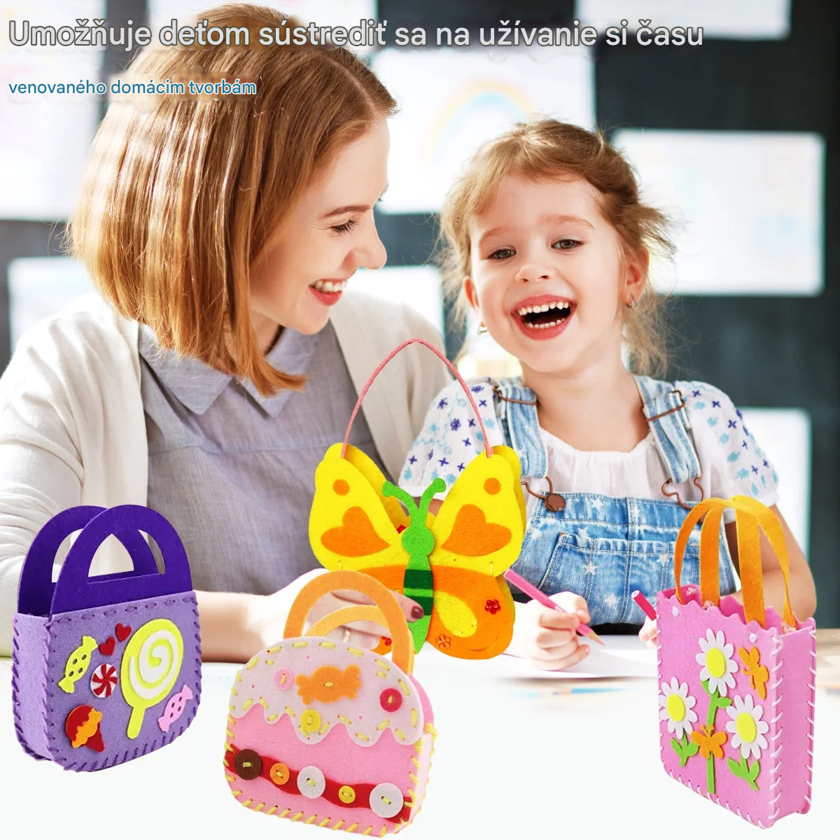 🧵🧶🦋【8 dielov】Vzdelávacia šijacia sada pre deti