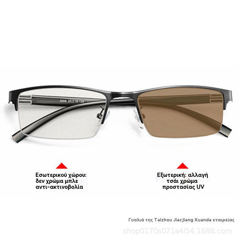 👓✨【50% zľava】🔥Metalické fotochromatické slnečné okuliare s polovičným rámom, dioptrické okuliare s anti-modrým svetlom, slnečné okuliare na šoférovanie