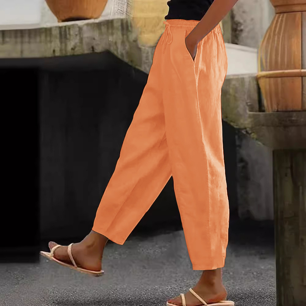 😍💕50% zľava💕 Dámske ležérne bavlnené ľanové nohavice (40-120 kg)