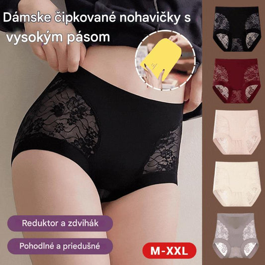 5-dielna sada, 24 € — dámske bezšvové čipkované nohavičky s vysokou elasticitou na kontrolu brucha, tvarovanie a zdvíhanie zadku
