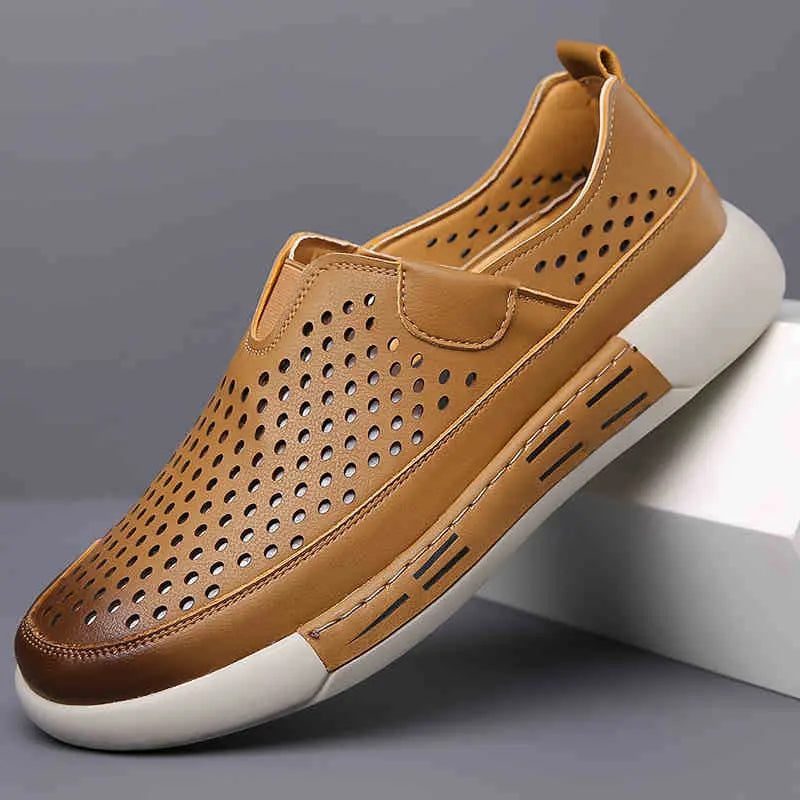 Nowe letnie męskie buty skórzane z miękką podeszwą, wygodne, oddychające, miękkie i odporne na zużycie