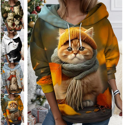 🐱✨【Popust 60% na ograničeno vrijeme】2025 nova ženska 3D majica s kapuljačom s motivom mačke