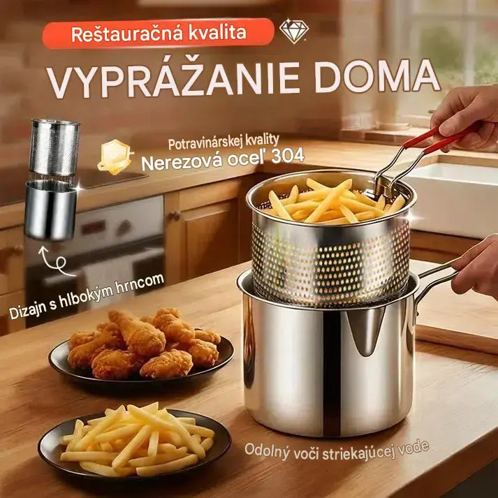 【Dvojdielna sada: hrniec + sitko】26 €🔥 Ušetrite až 49 %! 🎁 Multifunkčná fritéza z nehrdzavejúcej ocele 304