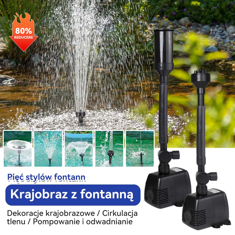 🌈⛲Pompa fontannowa z kolorowym oświetleniem LED, pompa fontannowa EQB-600P o mocy 8 W (nadaje się do wód o głębokości mniejszej niż 30 cm)