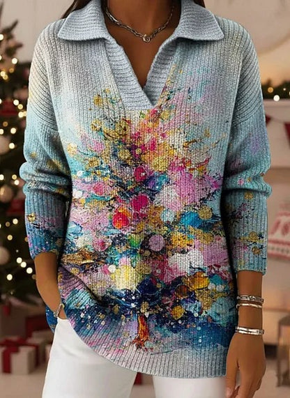 🔥50% zľava🔥【S-5XL】Pletený sveter s golierom a gradientným vzorom Dreamy Starly Sky