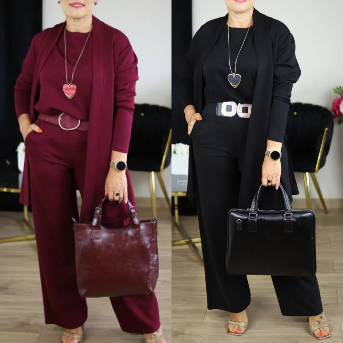 ⏳Špeciálna časovo obmedzená ponuka⏰Elegantná 3-dielna súprava vrátane dlhého kardiganu, topu a nohavíc💞