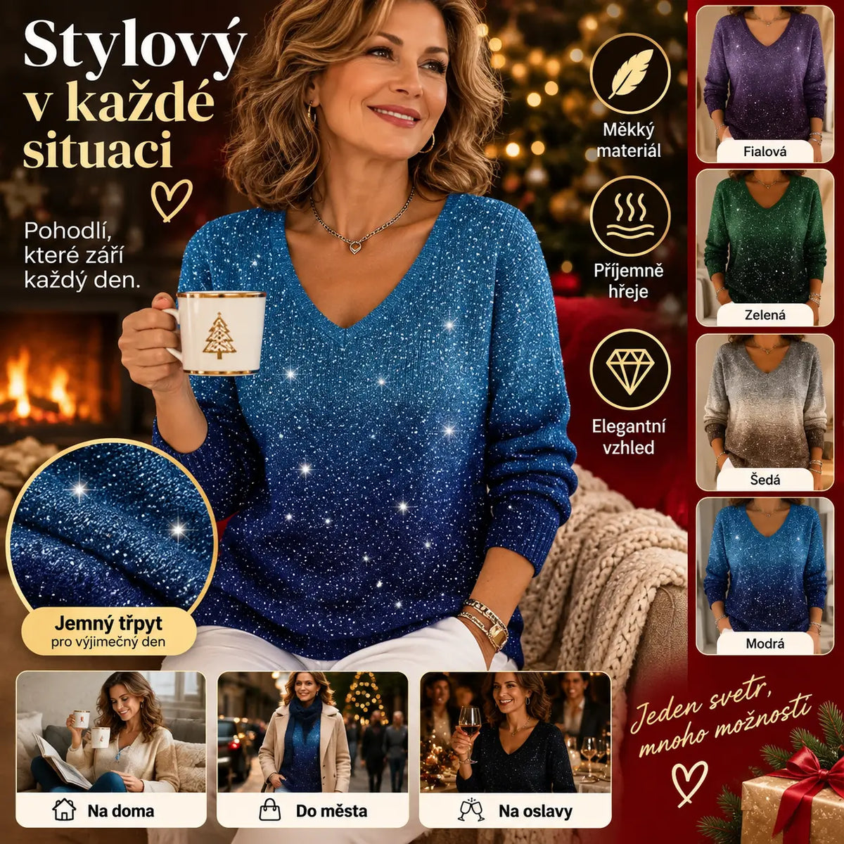 👚👚Nový dámsky sveter s dlhým rukávom a výstrihom do V, jeseň/zima 2026