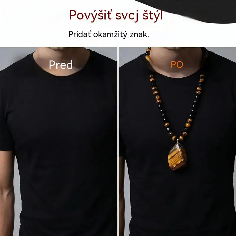 🐯🔥 Časovo obmedzená ponuka: Zľava 52 %! Pánsky náhrdelník z prírodného tigrieho oka: Ručne tkaná šnúrka, leštené korálky z tigrieho oka, ktoré zvýraznia váš jedinečný štýl ✨