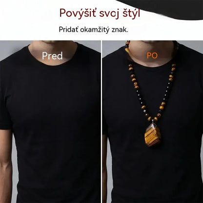 🐯🔥 Časovo obmedzená ponuka: Zľava 52 %! Pánsky náhrdelník z prírodného tigrieho oka: Ručne tkaná šnúrka, leštené korálky z tigrieho oka, ktoré zvýraznia váš jedinečný štýl ✨