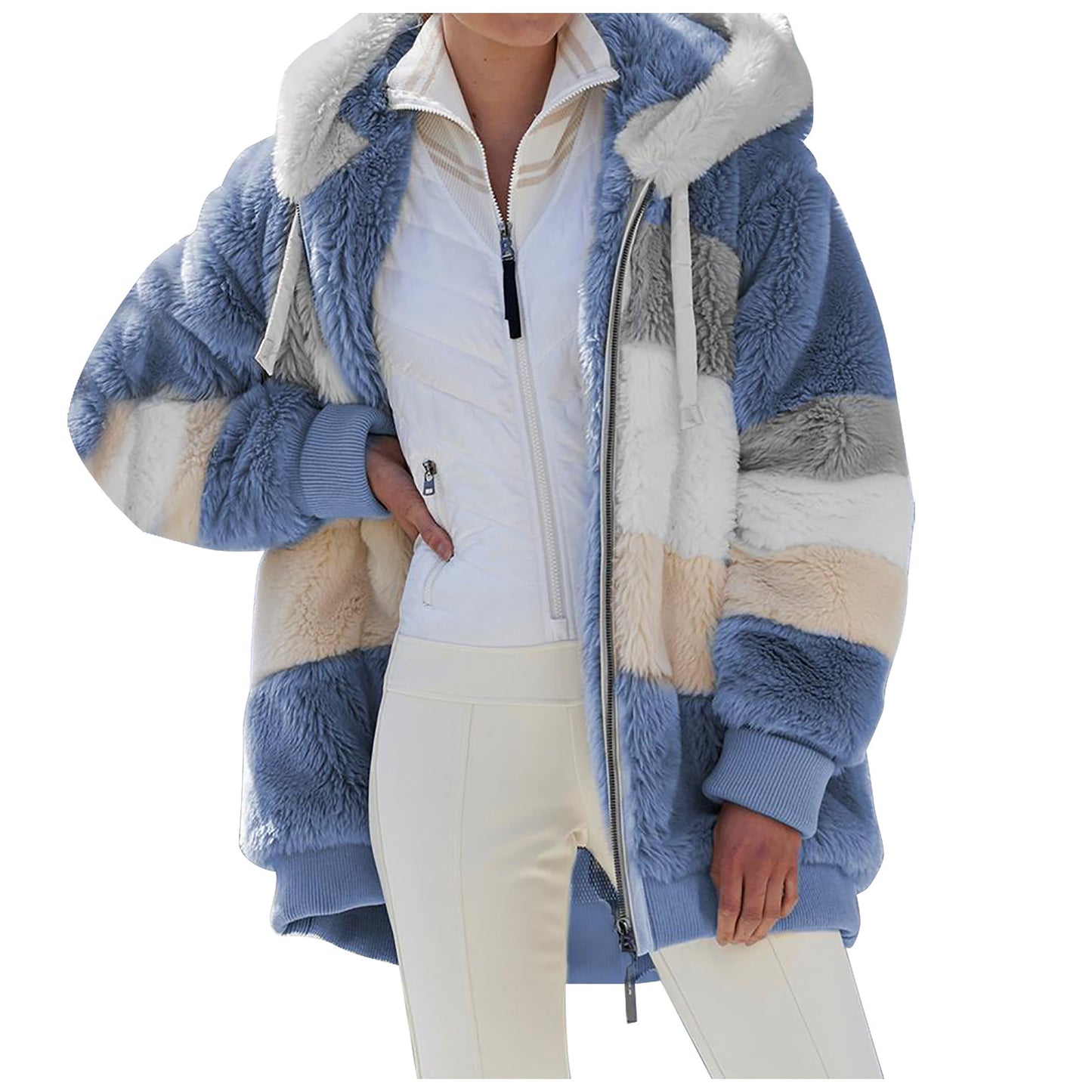 ❄️⏰ Sezonowa promocja 50%[S-5XL] 2025 nowa damska kurtka w grube, pluszowe kontrastowe paski