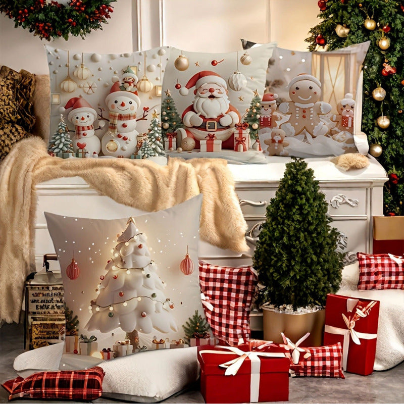 🎅Vánoční výprodej 50% SLEVA🎄Povlak na polštář s vánoční tématikou 【4-dílná sada】