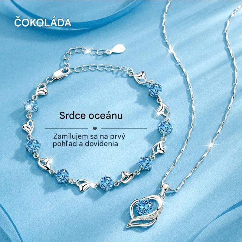 ✨💎【50 % zľava】Súprava náramku a náhrdelníka zo striebra 925 „Srdce oceánu“