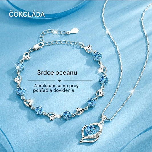 ✨💎【50 % zľava】Súprava náramku a náhrdelníka zo striebra 925 „Srdce oceánu“