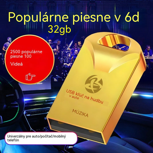 🔥🔥【32GB】Vysokokvalitný univerzálny USB kľúč do auta s hudbou 【2500 populárnych skladieb + 100 videí】
