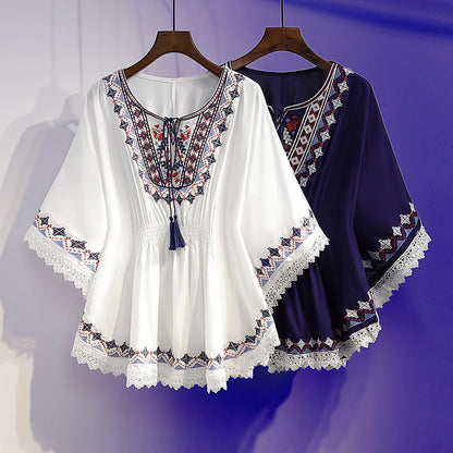 💓【S~5XL】Nový letný vyšívaný top pre ženy vo veľkých veľkostiach