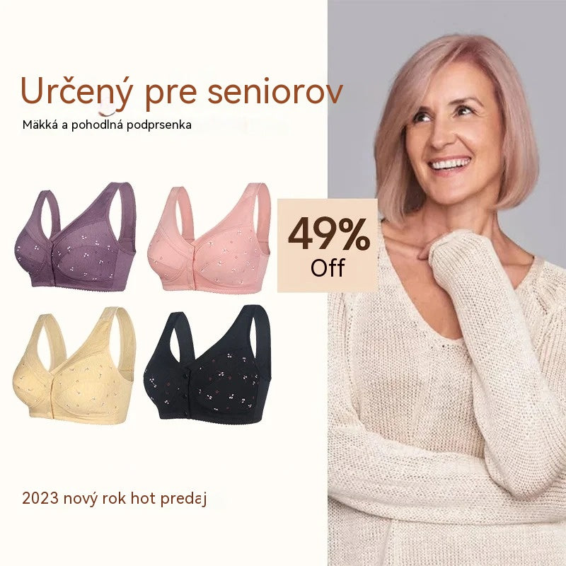 ✨🎉50% zľava 【balenie 2 kusov】💞【40-105 kg】Elegantná podprsenka z čistej bavlny so zapínaním vpredu, vhodná pre ženy stredného veku