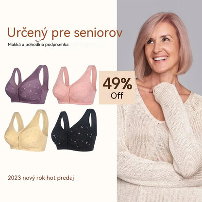 ✨🎉50% zľava 【balenie 2 kusov】💞【40-105 kg】Elegantná podprsenka z čistej bavlny so zapínaním vpredu, vhodná pre ženy stredného veku