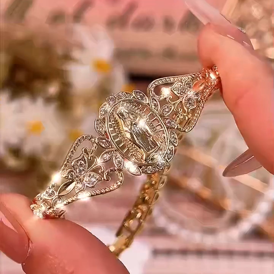【Compra 1 y recibe 1 gratis】Pulsera de la Virgen María para mujer, chapada en oro de 14K, hipoalergénica, no se decolora, joyería moderna y elegante