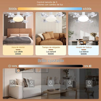 【50% de descuento en pedidos realizados hoy】Ventilador tipo dron de cuatro aspas con luz E27 y control remoto
