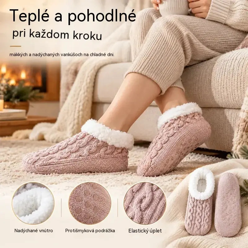 🧦 2 páry: Mäkké domáce ponožky s protišmykovou silikónovou podrážkou a pružným úpletom – doprajte si maximálne pohodlie a teplo!
