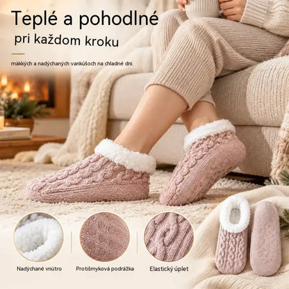 🧦 2 páry: Mäkké domáce ponožky s protišmykovou silikónovou podrážkou a pružným úpletom – doprajte si maximálne pohodlie a teplo!