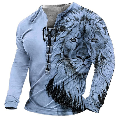🦁🦁Pánske ležérne tričko s dlhým rukávom s 3D potlačou