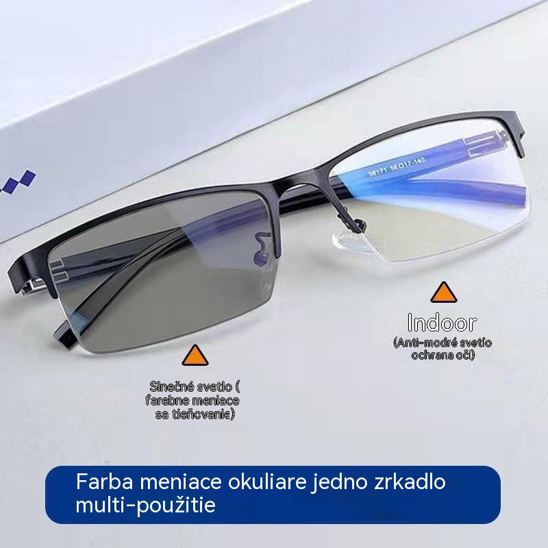 👓✨【50% zniżka】🔥 Metaliczne fotochromowe półramkowe okulary przeciwsłoneczne, antyniebieskie okulary korekcyjne, okulary przeciwsłoneczne do jazdy