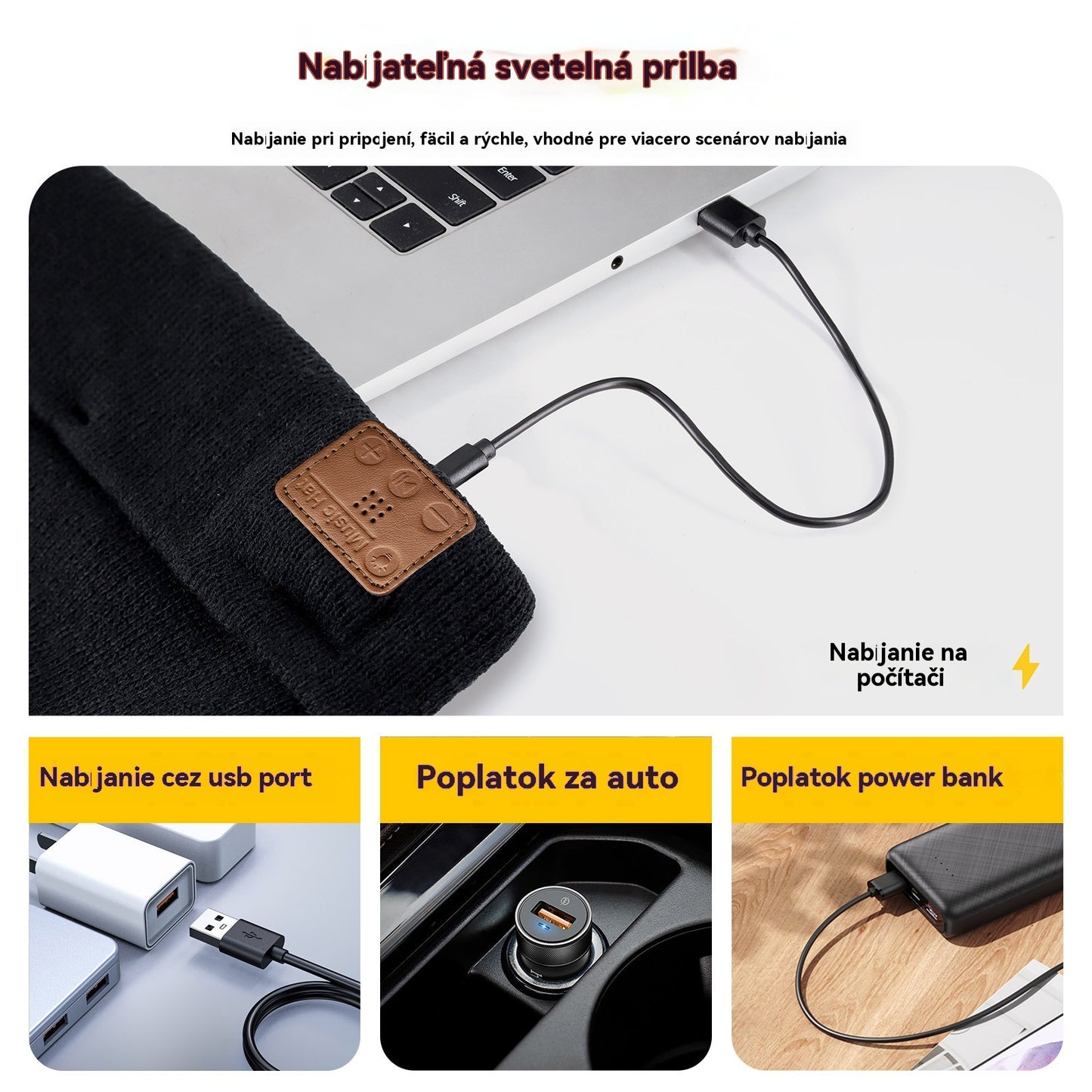 🔥49% TANIEJ🔥🧢Czapka LED z Bluetooth do ładowania，Pozostań w cieple💡