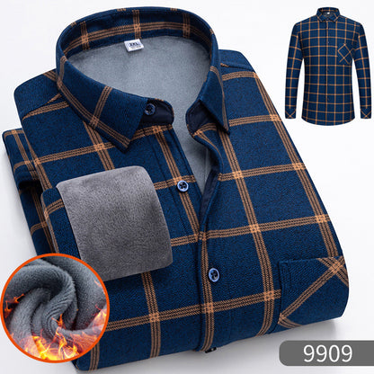 🔥【Αγοράστε 1 και λάβετε 1 δωρεάν】👔【L-5XL】Φθινόπωρο Χειμώνας μακρυμάνικο ζεστό πουκάμισο