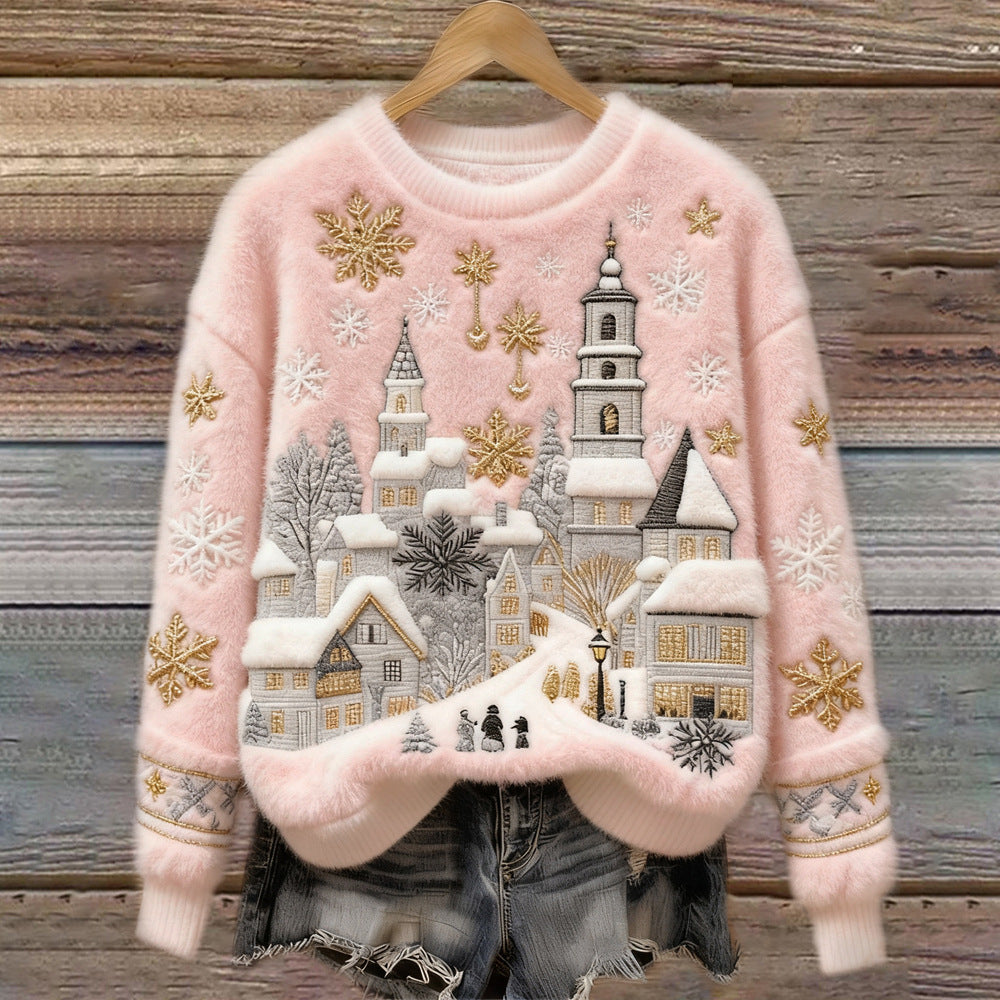 🎄❄️【Промоция -50%】Дамски коледен фланелен пуловер с красиви щампи