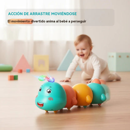 🐛Juguete para bebés con forma de oruga que se mueve y emite luz.