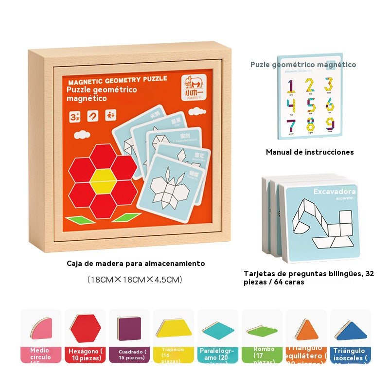 🔥🧩【Oferta limitada - 50% de descuento】Rompecabezas magnético de madera más vendido, juguete educativo para niños【128 piezas】