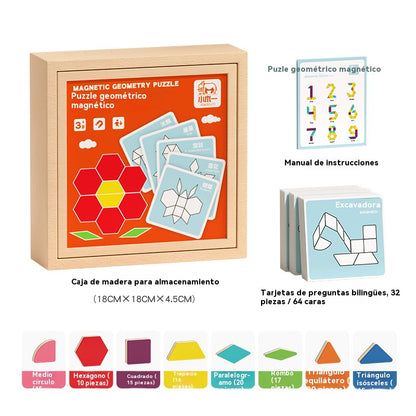 🔥🧩【Oferta limitada - 50% de descuento】Rompecabezas magnético de madera más vendido, juguete educativo para niños【128 piezas】