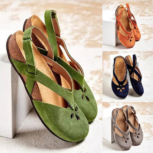 【Ograniczona oferta】 【35-44】2025 wysokiej jakości skórzane sandały casualowe ✅ Okrągły nosek ✅ Płaska podeszwa