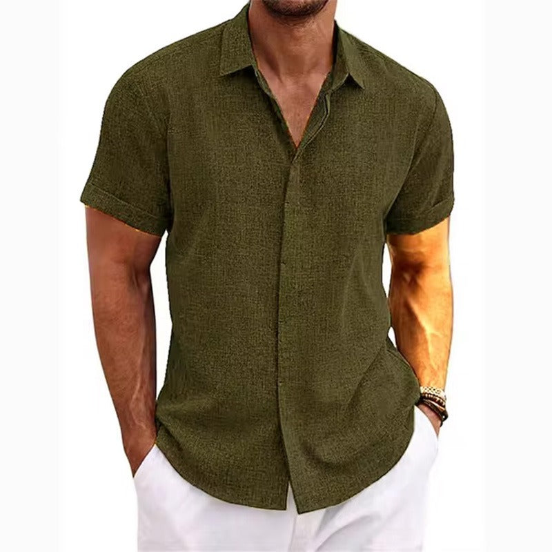 🏖️👕【S-3XL】Nueva camisa masculina de manga corta estilo playa, algodón y lino, talla grande