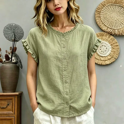 🔥[Novedad 50% de descuento] Camisa casual de algodón y lino para mujer, estilo verano 2026