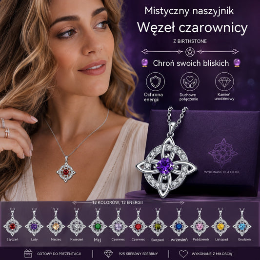 1 sztuka 99zł 🔮 Naszyjnik z węzłem czarownicy i kamieniem szlachetnym 🔮💞 Chroń swoich bliskich