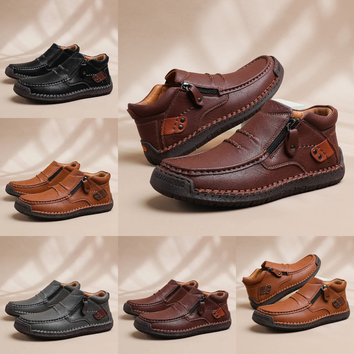 👞【Rozmiary 38-48】Męskie skórzane buty, ręcznie wykonane z wysokiej jakości skóry, antypoślizgowe, z wsparciem łuku stopy.