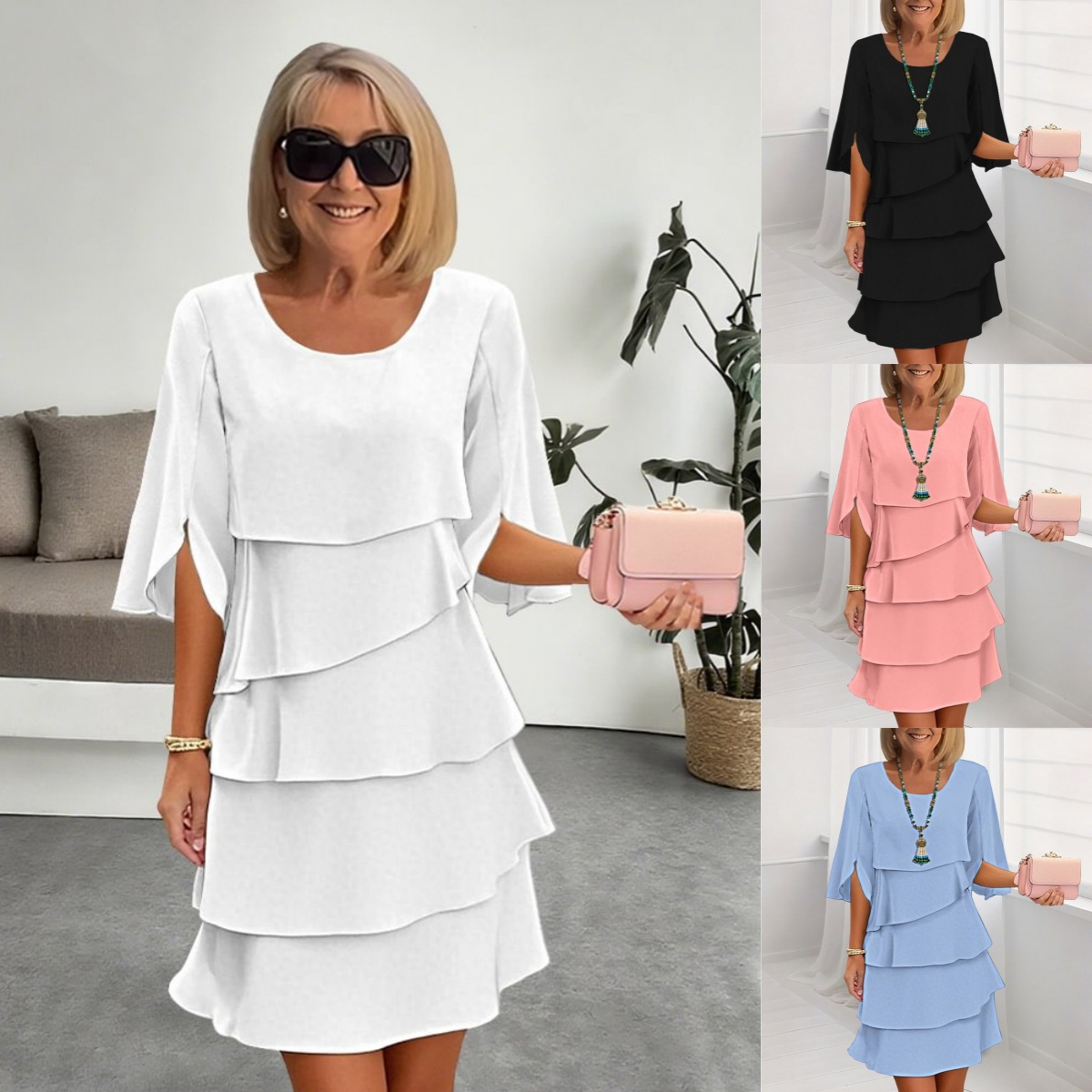 💃🎁【S-3XL】✨Elegantné viacvrstvové šaty s volánikmi na manžetách, štýlové a sofistikované💃