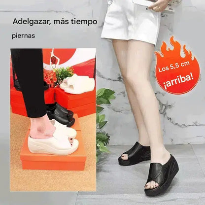 🔥【50% de descuento】【Tacón de 5,5 cm】Sandalias de cuña con suela blanda