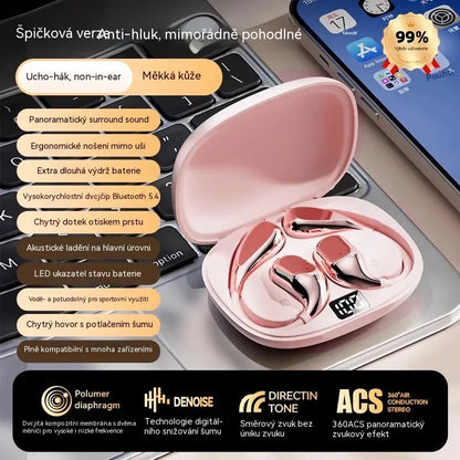 🔋Bezdrôtové Bluetooth slúchadlá bez vstavaného ucha, s háčikom za uši a kostným vedením🎙️🎧