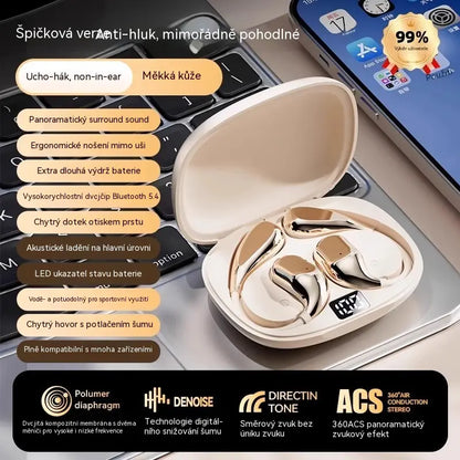 🔋Bezdrôtové Bluetooth slúchadlá bez vstavaného ucha, s háčikom za uši a kostným vedením🎙️🎧