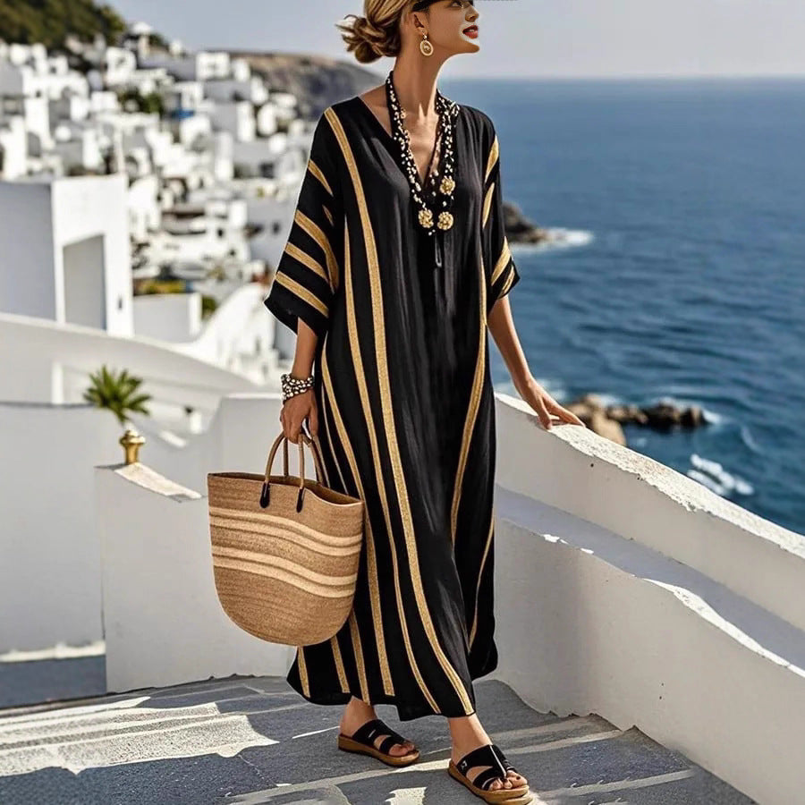 👗【S-5XL】Ta sukienka jest elegancka i urocza, idealna na letnie wyjścia. Długa i lekka, sprawdzi się zarówno na spacer po plaży, jak i wieczorne spotkania.