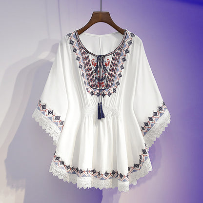 💓【S~5XL】Nový letný vyšívaný top pre ženy vo veľkých veľkostiach