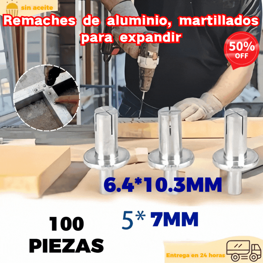 【30%OFF】【100 piezas】🔧 Remaches de aluminio con expansión de martillo: ¡fijación rápida y segura sin esfuerzo!🔩