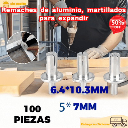 【30%OFF】【100 piezas】🔧 Remaches de aluminio con expansión de martillo: ¡fijación rápida y segura sin esfuerzo!🔩
