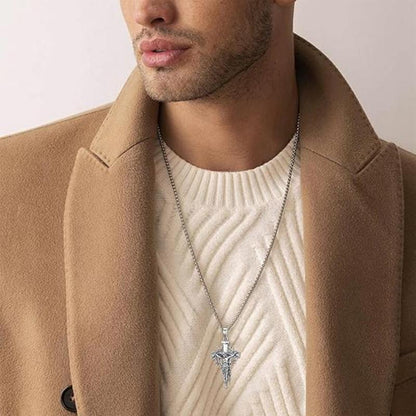 🔥【Compre 1 y obtenga 1 gratis】Collar con colgante de cruz y halo de espinas