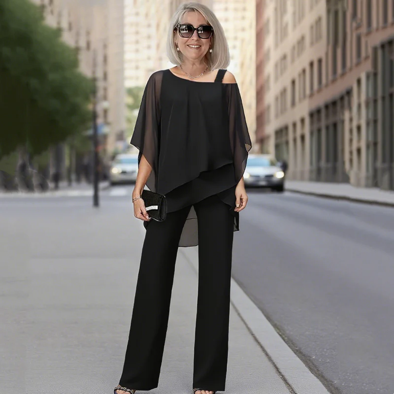 👚👖Časovo obmedzená zľava 50%】Dámska dvojdielna súprava s odhalenými ramenami pre ženy✅【Top + nohavice】【50-120 kg